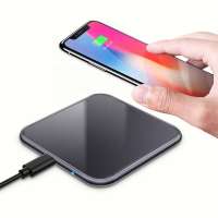 2.5D Armorplate Glass Mobile Phone Charging Pad Qi Universal 15W Square Fast Wireless Charger for iPhone X XS XR 11 Max Pro