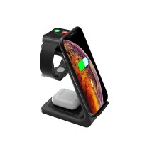 Hot sale Wireless Charger with QI CE FCC ROHS certificate 3 in 1 Fast Wireless Charging Stand for New iPhone/TWS/iWatch/Samsung