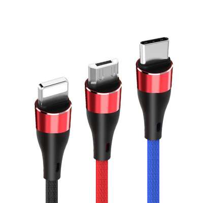 Nylon braided OEM multi 3 in 1 usb fast charger cable 2.0 manufacturing