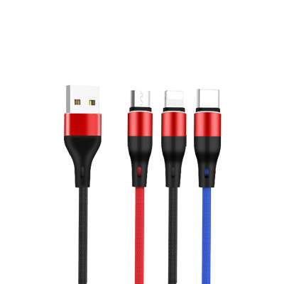 Factory design OEM 2.4A 3 in 1 phone cable charger fast charging