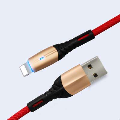 Zinc alloy shell new design usb c charger led braided data cable for mobilephone