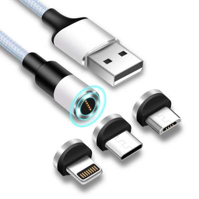 High quality 3 in one led magnetic fast charging cable magnet USB data line