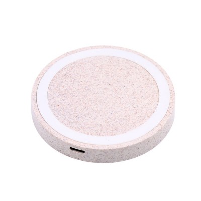 10w biodegradable fast wireless charger with wheat straw material