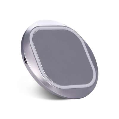 Round led universal min wireless phone charger pcd with Qi certified