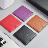 Business Gift Mini Qi Leather charger mobileFast portable Elegant wireless Quality Square Shape Pu Leather Wireless Charger